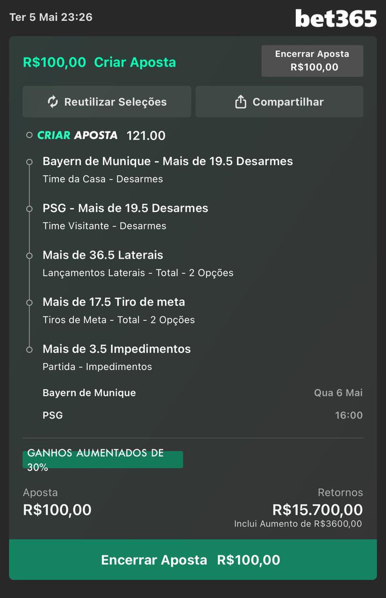 Odd 121 para Champions League🏆
