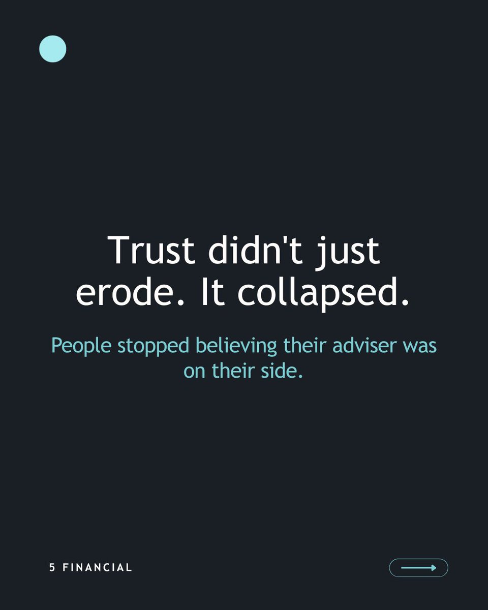 5_Financial's tweet photo. The financial advice industry has a trust problem. Swipe to see what broke it and what to look for in a firm that never lost it. https://t.co/5LVg6e0o9L