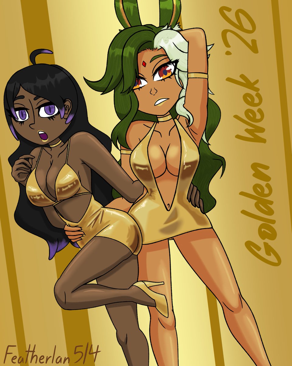 FeatherlanArt's tweet photo. Doing my part for IRyS, bringing some variety to this year's #Goldenweek, with a fit that ISN'T a bikini! This week featuring @ahintofglints' Glinta Hinterbane!
#Plumeriart https://t.co/xsLnk1uSib