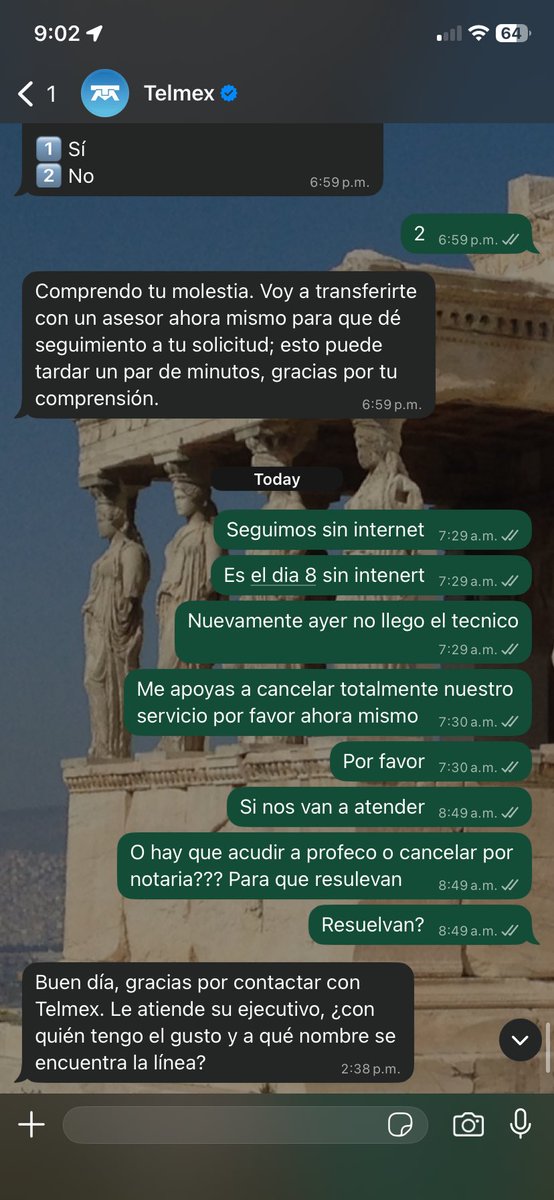 Danielkandisky's tweet photo. 7 dias sin servicio #telmex #telmexmiente #CHECO ya van 4 citas que no cumplen y seguimos sin intenert… cada día es una llamada para re programar re conexión y atencion.. ya no sabemos que hacer o cin quien pedir ayuda. NO CONTRATEN TELMEX es mejor IZZi en atencion https://t.co/NbBnLG5F4i