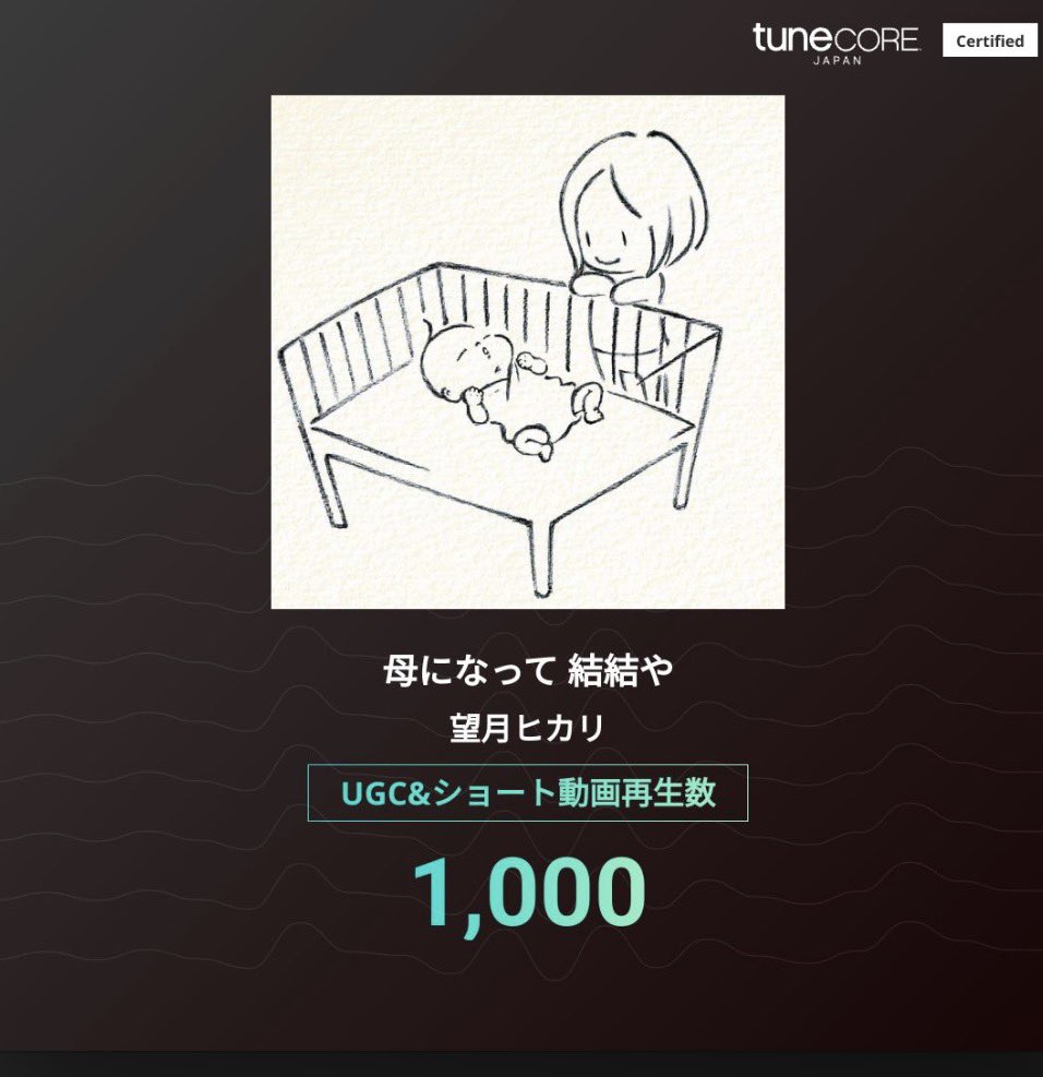 母になって 結結や-望月ヒカリ のUGC&amp;ショート動画再生1,000回を突破！

次は10,000回を目指します。
聴いてください☺️
milestone.tunecore.co.jp/milestones/Q9g… #TuneCoreアーティストマイルストーン