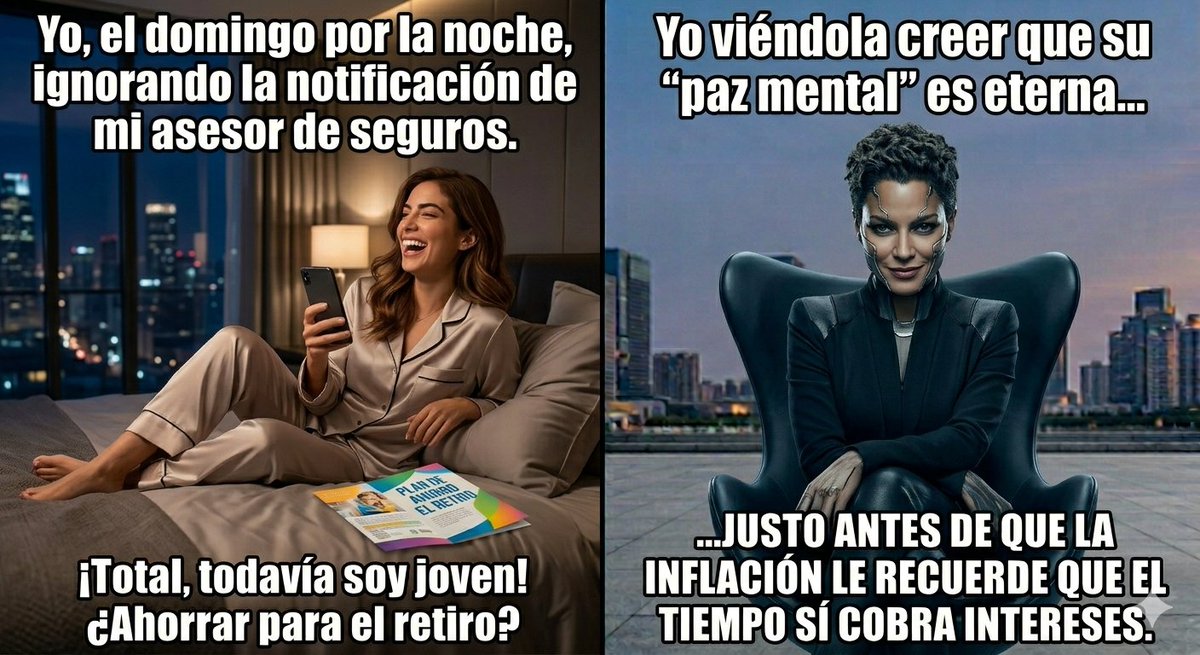 Tu_Segurisimo's tweet photo. Que tu "luego" no sea el "demasiado tarde"... 🍾🆚💵 ¡Toma el control de tu futuro antes de que la vida lo tome por ti!  Un #PlanPersonalDeRetiro no es un gasto, es el abrazo del oso más seguro que puedes tener: te protegerá de ti misma cuando tu energía ya no sea la misma.💰 https://t.co/ZaZSoiXzOH