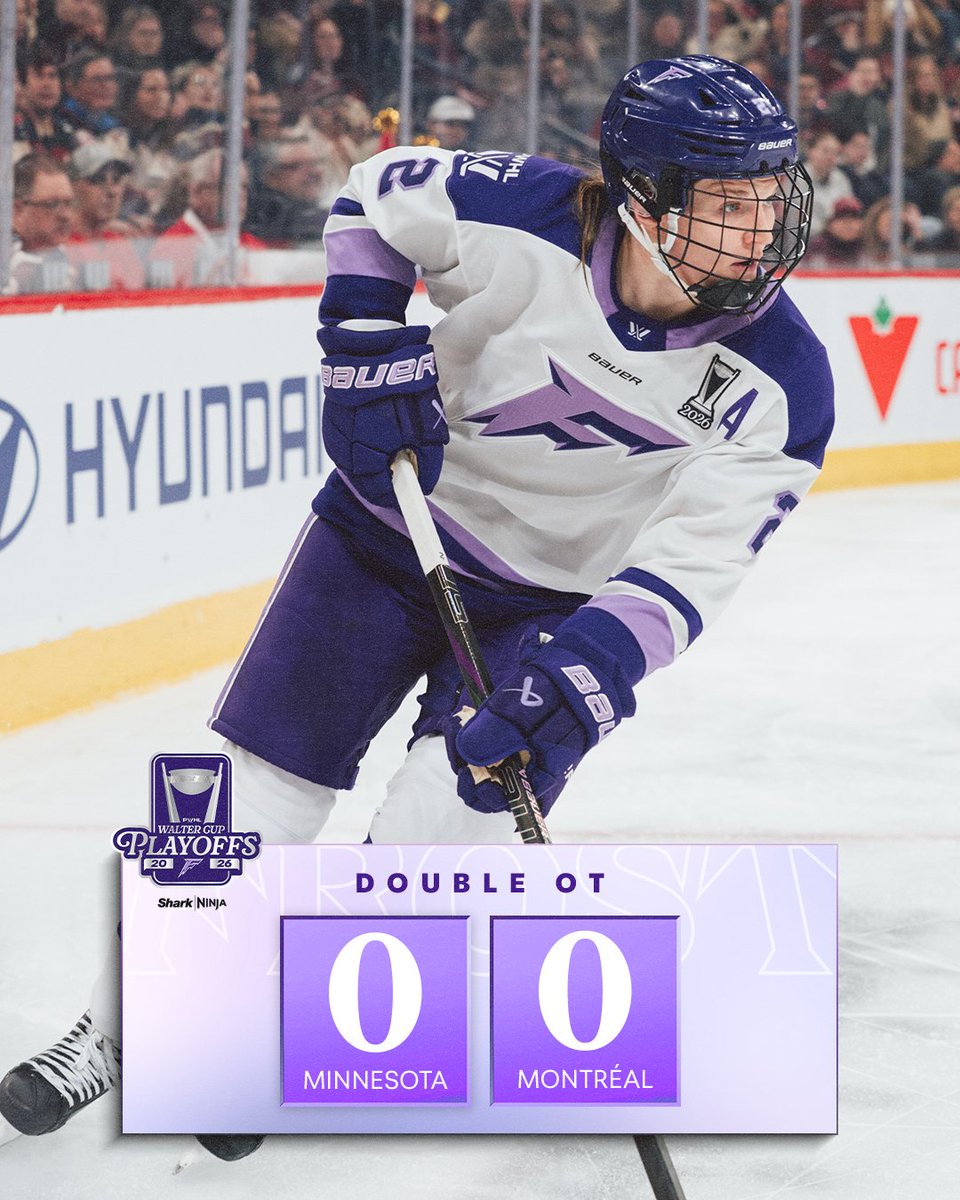 PWHL_Minnesota's tweet image. Bringing the score graphics back for this one. Still 0-0 at the end of double OT. Triple OT 🔜