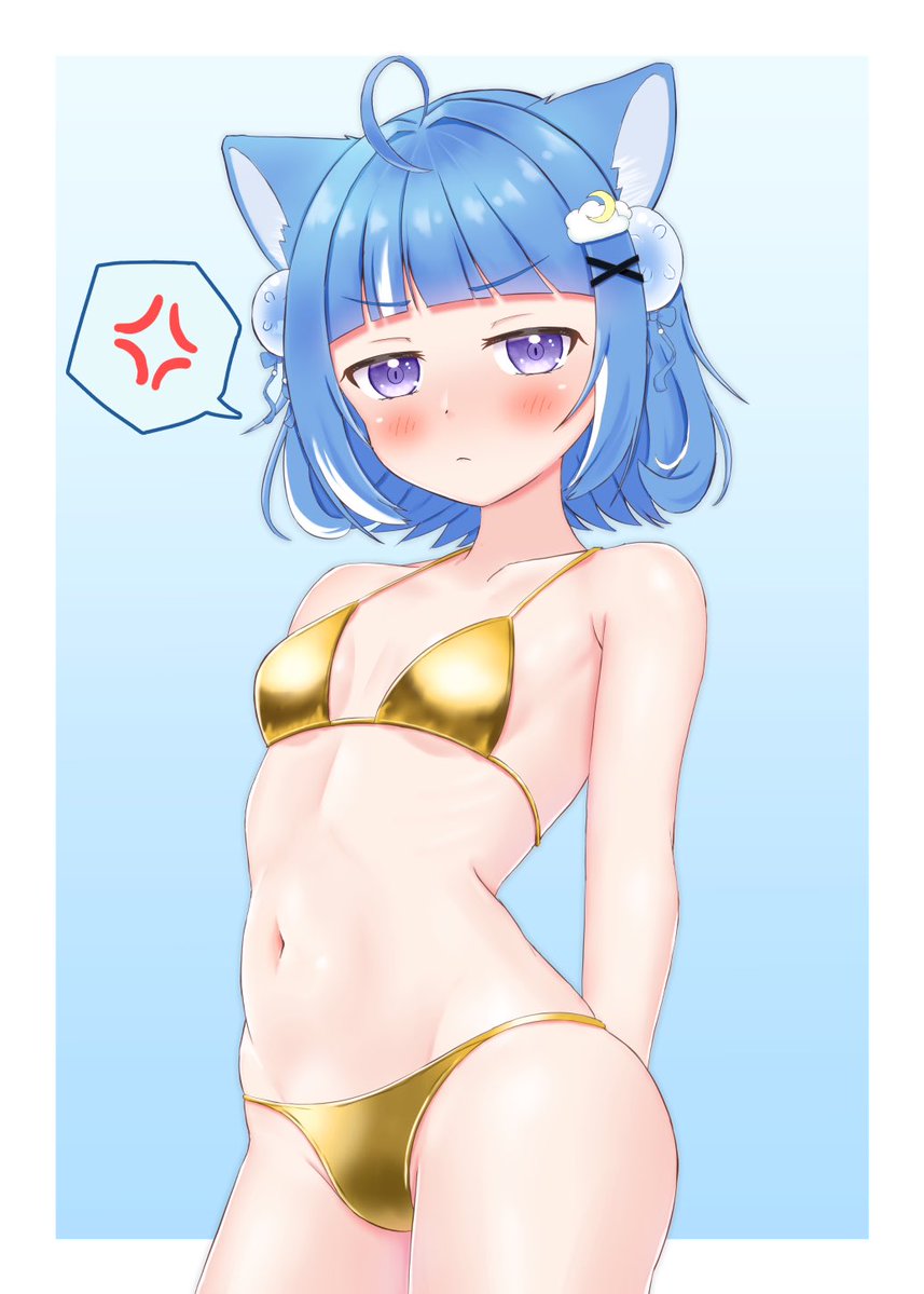 ゴールデンウィークだし金ビキニの🪼☁️ちゃんを描いたぞ！
なんか推しに金色ビキニを着せるととても悪いことをしている気がする