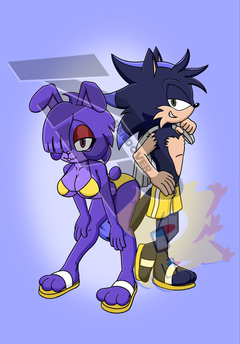 KJR_Bendover's tweet photo. @JHW_Dark helped me out for setting up the Sonic Unleashed Recompiled game, so as thanks, here’s a pic of him and Bonfie together. And with it being Golden Week, figured it’d be fitting to have them in golden swimsuits. And nude alt. Thanks again dude! https://t.co/7DBihtun8c