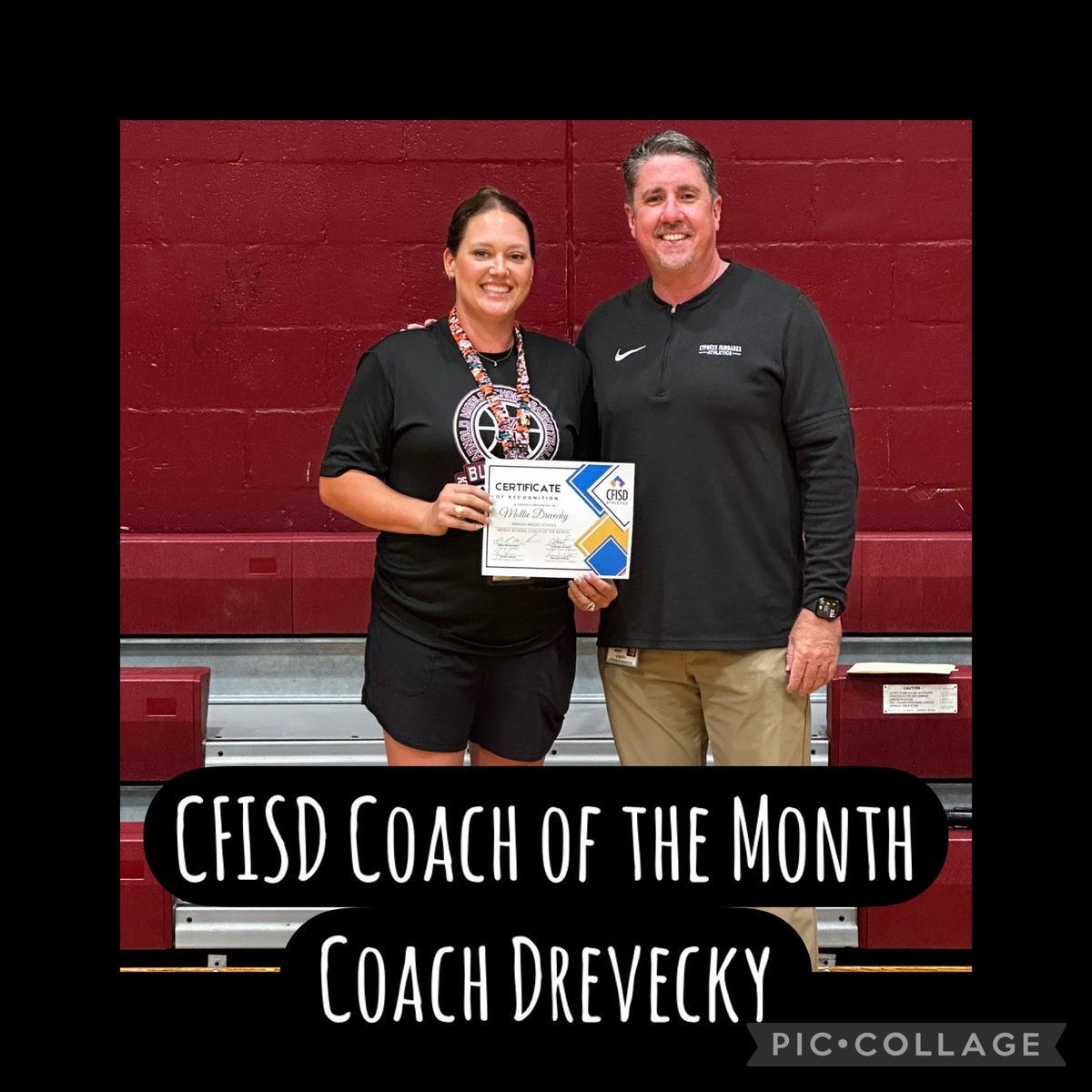 Arnold_Middle's tweet image. Congratulations to Coach Mollie Drevecky on being named CFISD Coach of the Month! As Arnold’s Girls’ Athletic Coordinator, Coach Drevecky leads with purpose—prioritizing academics, citizenship, and leadership to shape well-rounded Buccaneer athletes. Well deserved, Coach! #COTM