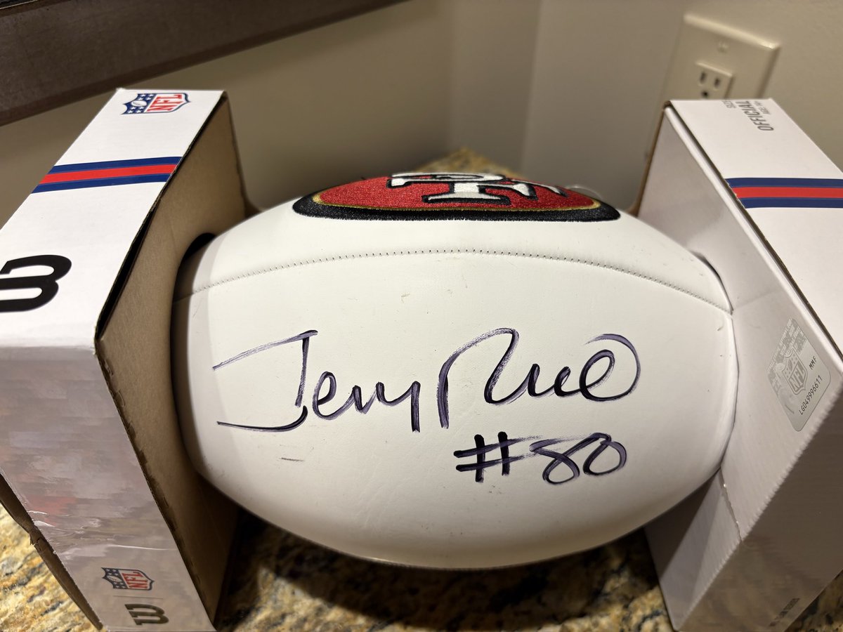 This is crazy! So, it got out and people were shouting around this conference that it was my birthday today and then somebody gave this to me and nobody will take credit for it. <a href="/JerryRice/">Jerry Rice</a> was a speaker here this morning and i did meet him but it was flat out said no autographs!!