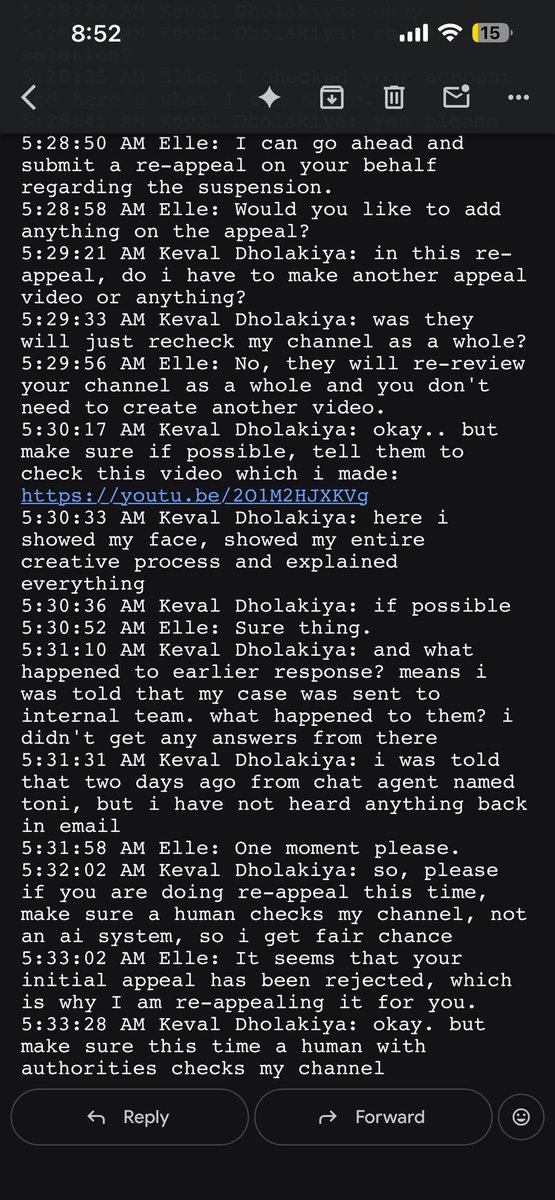 KevalKevaldk's tweet photo. Woke up today to another copy-paste reply from @TeamYouTube.  

At this point, I genuinely don’t know what to do anymore. My channel was demonetized under the “inauthentic content” policy even though I create original videos with different scripts, editing, and ideas in every upload. I explained all of this clearly in my latest video appeal response, but it feels like nobody has actually watched it.  

This is the video where I explained everything in detail:  
https://t.co/PXC9VEr8Po  

I specifically asked for a HUMAN REVIEW because I truly believe my previous appeal was rejected by an automated/AI system. But instead of a proper review, I keep getting the exact same templated response from different support members over and over again.  

How is that possible if someone actually checked my channel?  

I even contacted Creator Support before, and the support member told me my explanation video would be considered as part of the appeal. I have screenshots of that conversation. Yet after all that, I still received the same generic response again. It honestly feels like nobody is listening.  

I gave 2 years of my life to building this channel. I worked every single day, built a community, uploaded consistently, and followed the rules. Now my monetization is gone, my earnings are withheld, and I feel like everything I worked for is being taken away without any real explanation.  

This situation is seriously affecting my mental health. I can’t sleep properly anymore. I wake up anxious every day thinking about my channel, my withheld earnings, and whether all my hard work was destroyed because of a false flag by YouTube’s system.  

If my content truly violates the policy, then please explain HOW. Which videos are “mass-produced”? What exactly is repetitive? What human reviewer checked my appeal?  

Please stop sending me the same automated replies that thousands of creators receive. I am begging for a real human review and a real answer from someone who actually watched my content.

@TeamYouTube @YouTubeCreators @YouTube