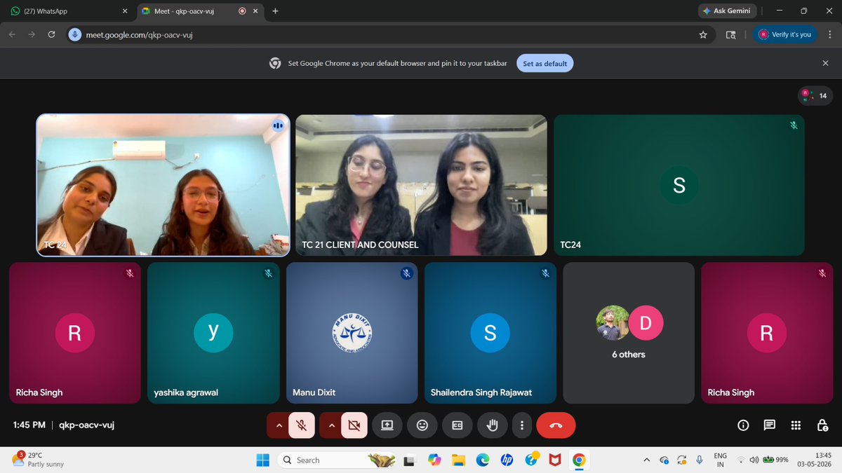 adls_lu's tweet photo. After two days hard work, we reached to the Final Round of the 3rd Late Guman Singh Rajawat National Law Fest, 2026.
Our finalists have shown incredible talent in Negotiation and Mediation.

#NationalLawFest2026 #GrandFinal #Winners #LegalExcellence #LucknowUniversity https://t.co/bOsnnS6FvY