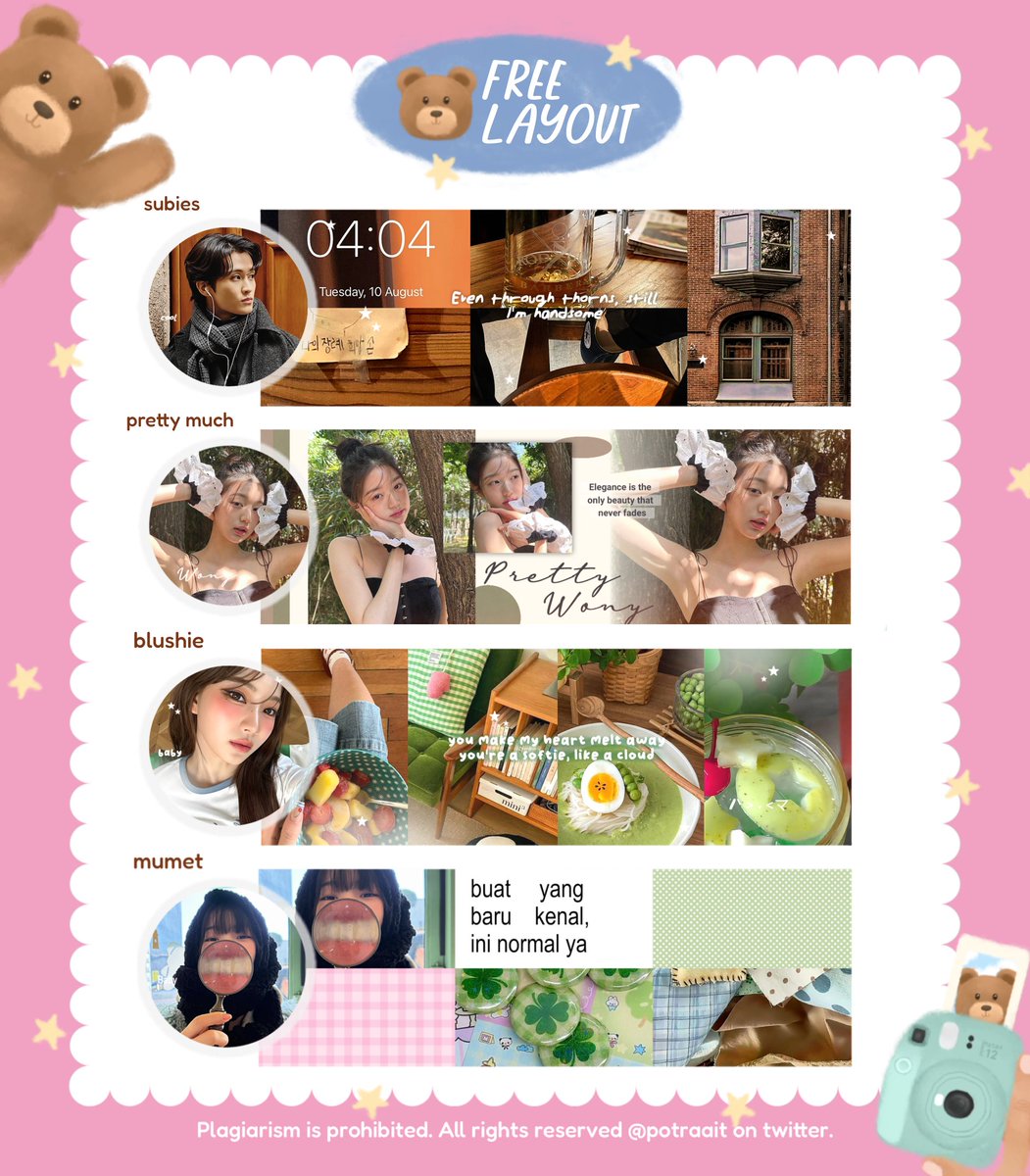 bantu repost ya, terimakacii! 🧸

hari ini (06/05) aku ada 8 SLOT FREE LAYOUT dalam rangka merayakan ulang tahun Nara (<a href="/gguppiy/">soraya.</a>) &amp; Nathaya (<a href="/cruembls/">nathayaa</a>) yeay! 🥳🎀🍰

🌷 : by reply
💌 : sekarang — 21.00 wib

— { kindly cek ALT for rules okk♡ }
#bealanja
