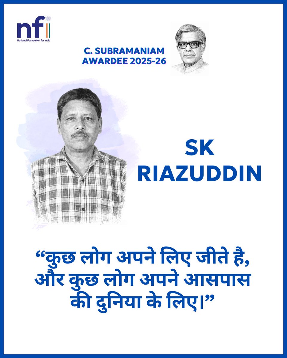 NFI_India's tweet photo. C.S. Awardee SK Riazuddin has spent over 25 years working at the grassroots in Birbhum, West Bengal across health, education, and community mobilisation. https://t.co/NcBgJpE6iS
