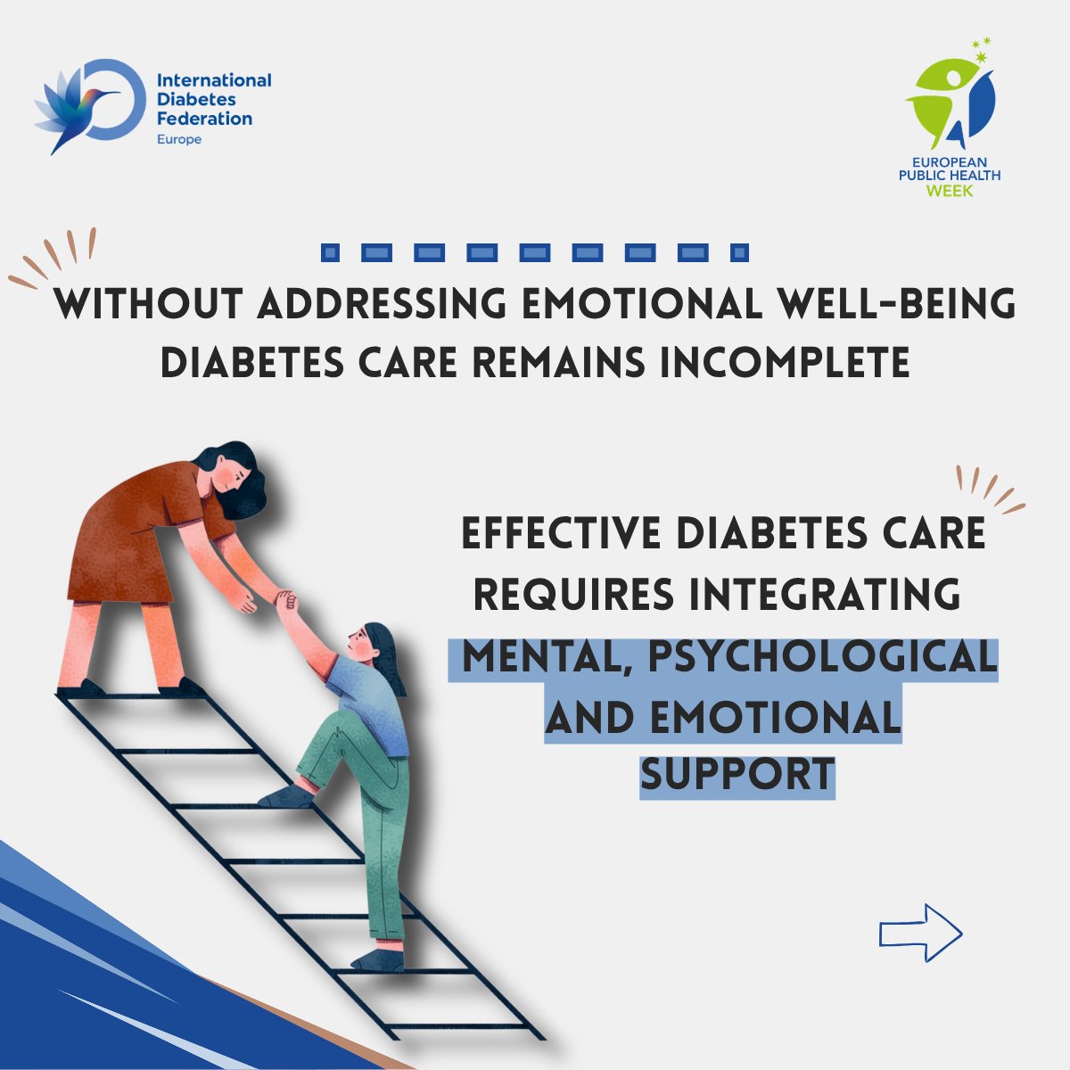 IDFEuropeBXL's tweet photo. 🧠Mental health support is a key part of diabetes care
💙On #MentalHealthDay of the European Public Health Week (#EuPHW), we highlight the link between mental health and diabetes.
📢There is no health without mental health. https://t.co/g5oWa51v4b