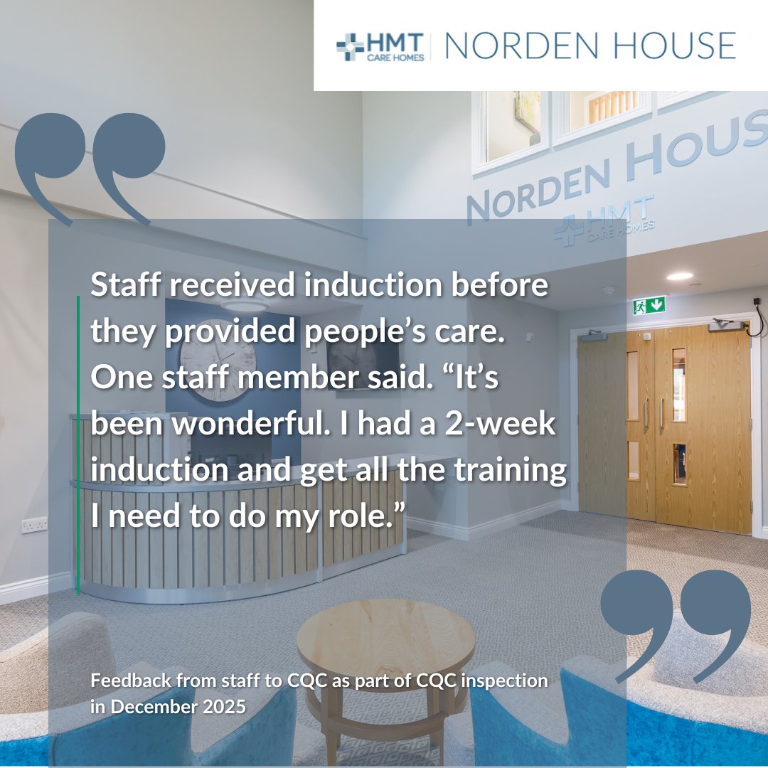HmtHealthcare's tweet photo. Just some of the lovely feedback we received in our recent Good CQC inspection from families at our Norden House Care Home in West Sussex. 

For us, providing person-centred care of the highest standards is our top priority. https://t.co/bImEsFe8wv