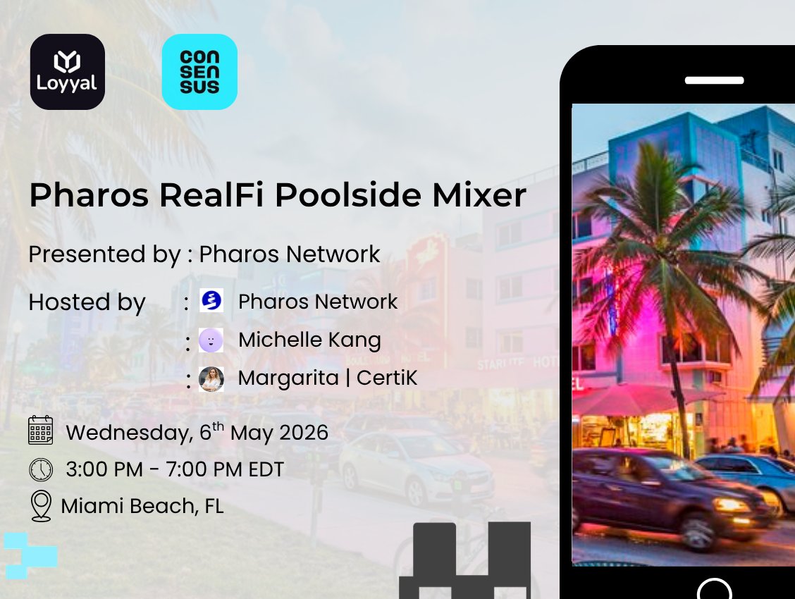 🌊 🌴 Miami magic everywhere. Day one at <a href="/consensus2026/">#Consensus2026 → Miami</a>  was amazing. 

🌐 <a href="/LoyyalNetwork/">Loyyal Network</a>  is stepping into Day 2 with strong energy, as our COO, <a href="/Abhinay_Bhatt/">Abhinay Bhatt</a> , heads to the Pharos RealFi Poolside Mixer — presented by Pharos Network and hosted by <a href="/pharos_network/">Pharos | Mainnet Arc</a>  Network,