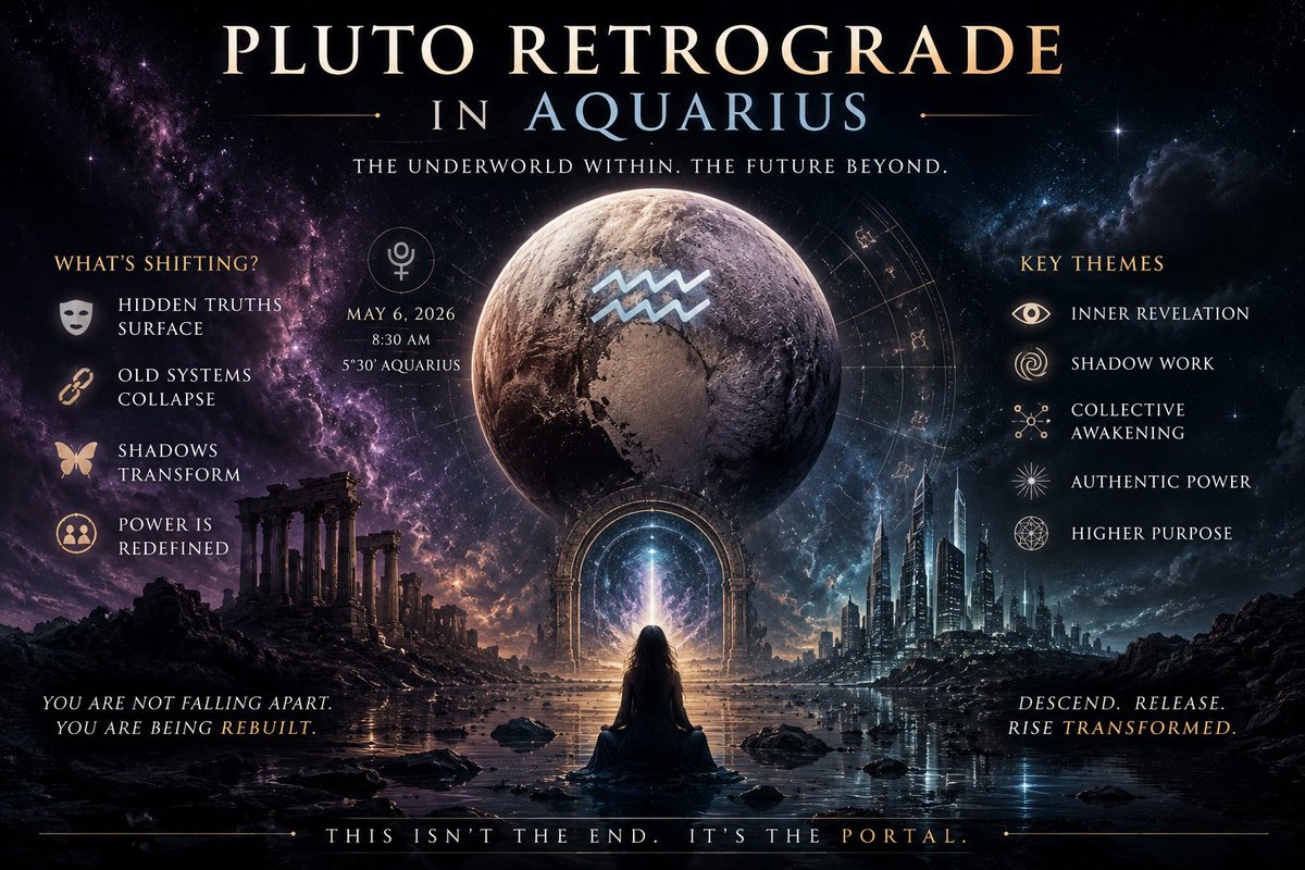insights444's tweet photo. Something shifted after May 6.
A lot of people can feel it but can’t explain it. 🌌
Pluto officially went retrograde in Aquarius… and this energy feels intense. https://t.co/r2pSmNfVNU