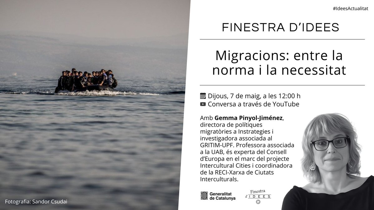 idees_cat's tweet photo. La gestió del fenomen migratori interpel·la directament la coherència de la Unió Europea com a projecte polític. Com es pot definir una política migratòria comuna?

Aquest dijous a les 12h en parlem amb @gemma_pinyol

📺Conversa en directe: https://t.co/IrvxznFomh

@Instrategies_ https://t.co/5zOkHjBRuC