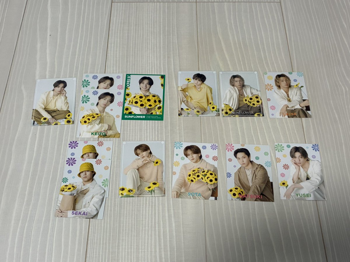 FNT_9aa's tweet photo. FANTASTICS LIVE TOUR 2026 “SUNFLOWER” ファンタ グッズ フォトカ 交換 

（譲）世界 佐藤大樹 瀬口黎弥 堀夏喜 木村慧人 中島颯太

（求）八木勇征 フォトカ

複数との交換〇
5/17DayDay、SF愛知、有明、代々木、福井 手渡しま��は郵送希望

お気軽にお声かけお願いいたします🙇‍♀️ https://t.co/gB0ey8RIJe