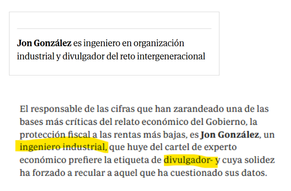 Por supuesto, en El Mundo tampoco le firman el artículo como Senior Manager del BBVA. Tampoco lo hicieron en la entrevista en el ABC.

Jon siempre es ingeniero y divulgador. (Si os habéis leído mi libro, sabréis qué opino de este tipo de estrategias de los grandes medios).