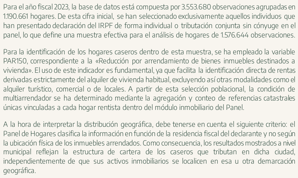<a href="/Gil_JavierGil/">Javier Gil</a> <a href="/Absolutexe/">Israel Cabrera</a> <a href="/CarlosHQuero/">Carlos H. Quero</a> <a href="/Jongonzlz/">Jon González</a> Un ciudadano preocupado por el mal uso de recursos públicos en informes metodológicamente infumables.
Esta es la metodología, no hay más interpretación que la siguiente:

1. Identificáis a los caseros usando la variable de reducción por vivienda en el fichero del IRPF

2. Una vez
