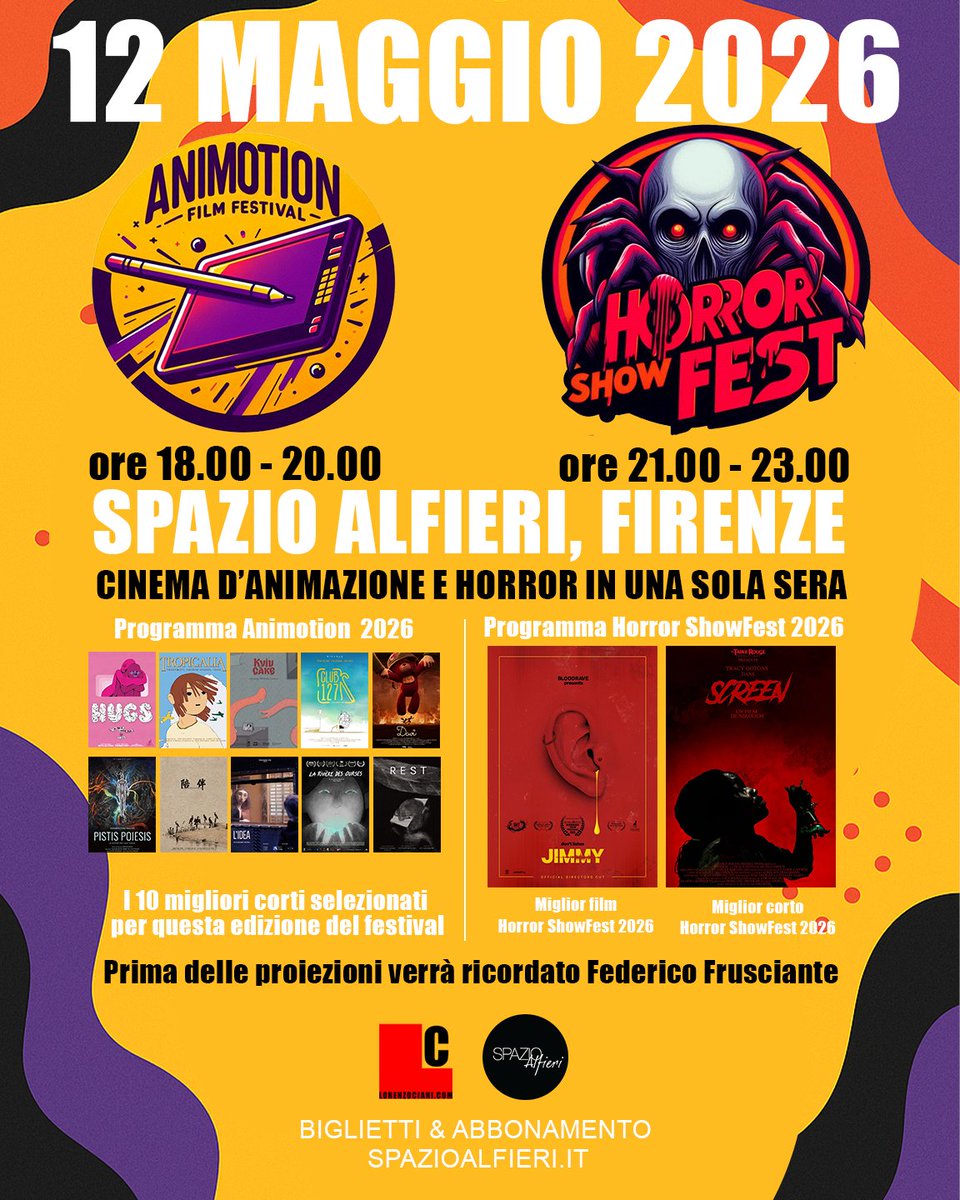 animotionfest's tweet photo. il programma completo di Animotion Film Festival e Horror ShowFest! Il 12 maggio allo Cinema Spazio Alfieri di Firenze !
Biglietti online su: https://t.co/2fQy6YTC7I

#firenze #cinema #eventifirenze #festival https://t.co/r51EKXmAdW