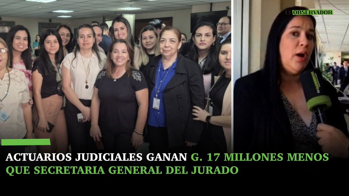 observapy's tweet photo. 🟩El Poder Judicial cuenta con 880 actuarios judiciales en todo el país, que perciben un sueldo de G. 8.508.600, G. 1.500.000 de bonificación por responsabilidad en el cargo y no tienen gastos de representación. Total: G. 10.008.600. Sin embargo, la secretaria general del Jurado de Enjuiciamiento, Gabriela Irún cobra un sueldo de G. 17 millones; G. 4.500.000 gastos de representación y G. 6.450.000 de bonificación por responsabilidad en el cargo. Total al mes: G. 27.950.000. Esto demuestra la injusticia que se comete con los actuarios, que tienen más trabajo y mayor responsabilidad. Sin embargo, perciben G. 17 millones menos. Los funcionarios, que están en “pie de guerra”, exigen cobrar gastos de representación y G. 1.900.000 de bonificación.

🟩Nota: https://t.co/FFBT4v7rWm
