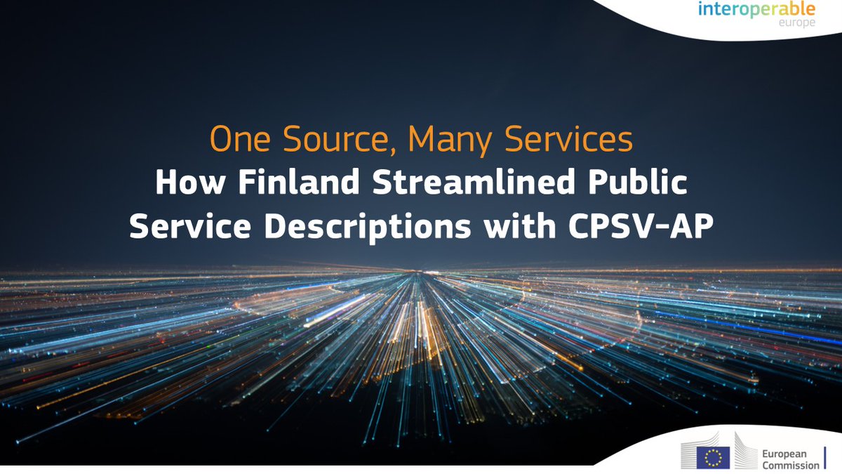 InteroperableEU's tweet photo. Using the Core Public Service Vocabulary Application Profile (#CPSV_AP), Finland turned one shared data model (https://t.co/4iG1C0OljX) into hundreds of digital services.
This service Catalogue is now reused nationwide.
Read the full #SEMIC case study:
👉https://t.co/Fnh6BCFEl7 https://t.co/p02eTeoQj7