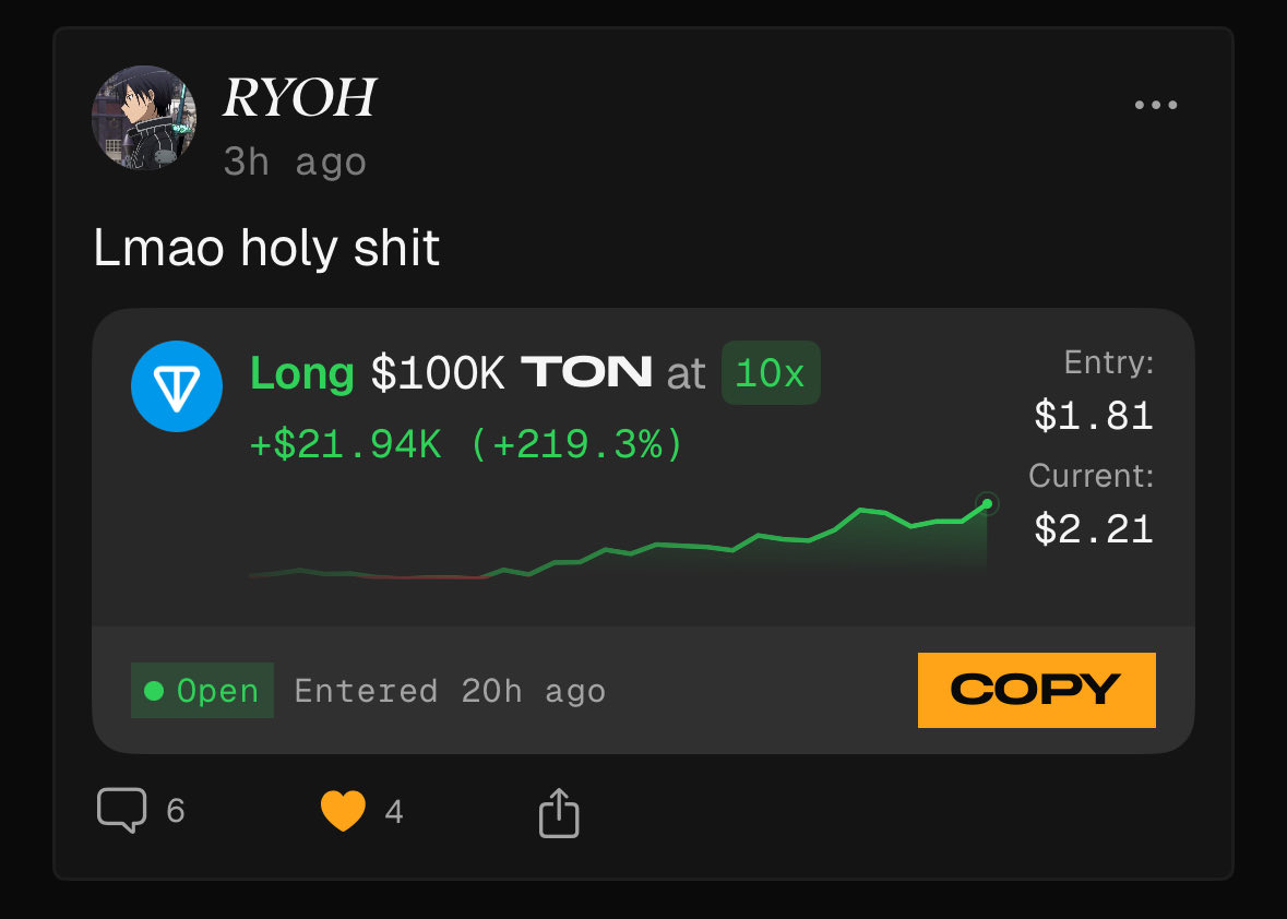 y0_berry's tweet photo. So many traders up in $TON this week on legend 🔥🔥 https://t.co/1I7LjniS61