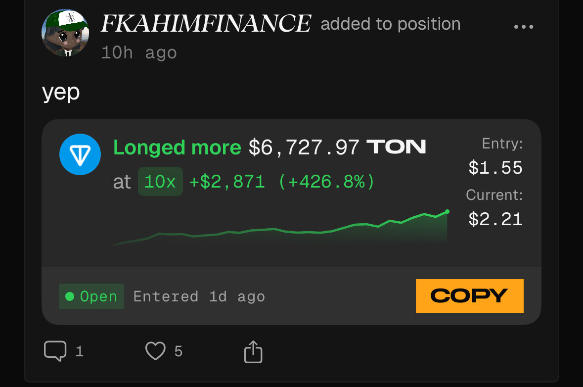 y0_berry's tweet photo. So many traders up in $TON this week on legend 🔥🔥 https://t.co/1I7LjniS61