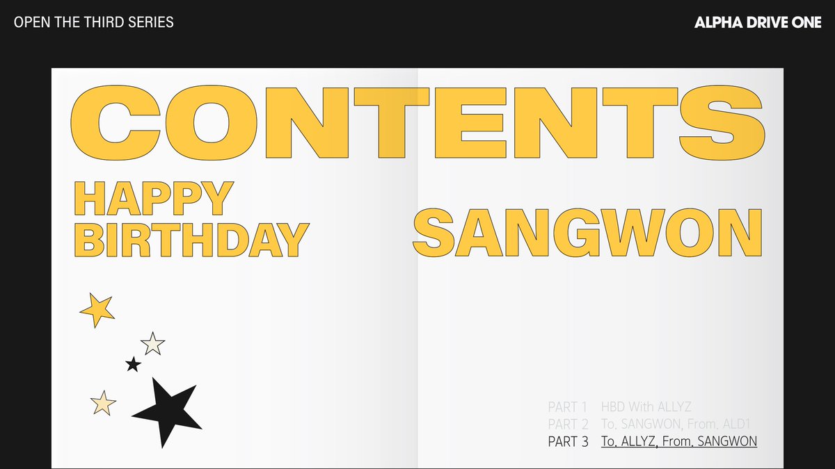 𝙃𝘼𝙋𝙋𝙔 𝘽𝙄𝙍𝙏𝙃𝘿𝘼𝙔 𝙎𝘼𝙉𝙂𝙒𝙊𝙉🍰₊˚・₊✧

To. ALLYZ, From. SANGWON
🏎️ artist.mnetplus.world/main/stg/ald1/…

#ALPHADRIVEONE #ALD1
#알파드라이브원
#SANGWON #상원