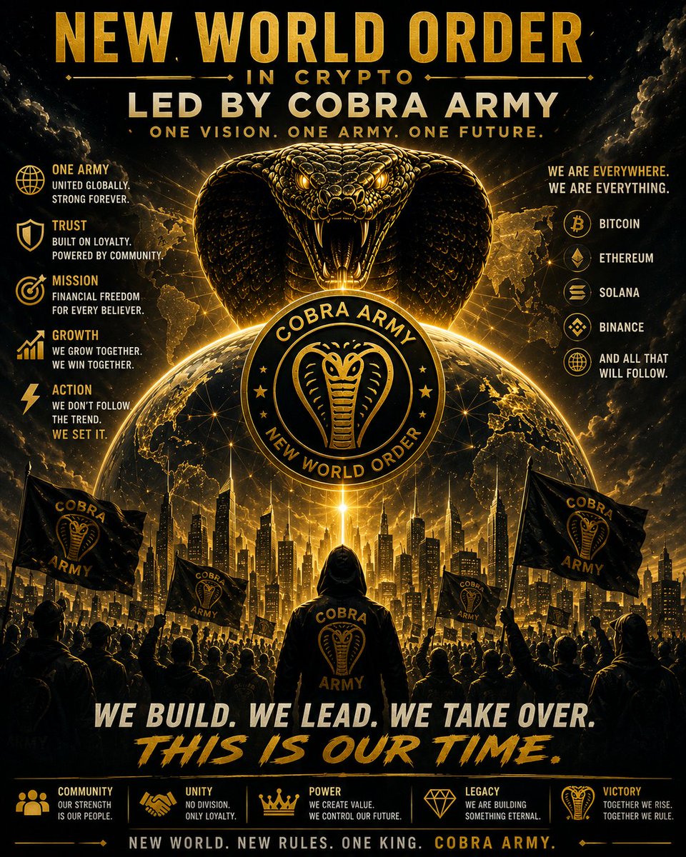 We’re not here to follow the old rules… 🐍🔥
We’re here to push limits, break barriers, and create a new standard in crypto.
COBRA ARMY is built on loyalty, energy, and a real community. ⚡
Together we’re going to make noise the whole space will notice.
#CryptoTrading #Memecoins