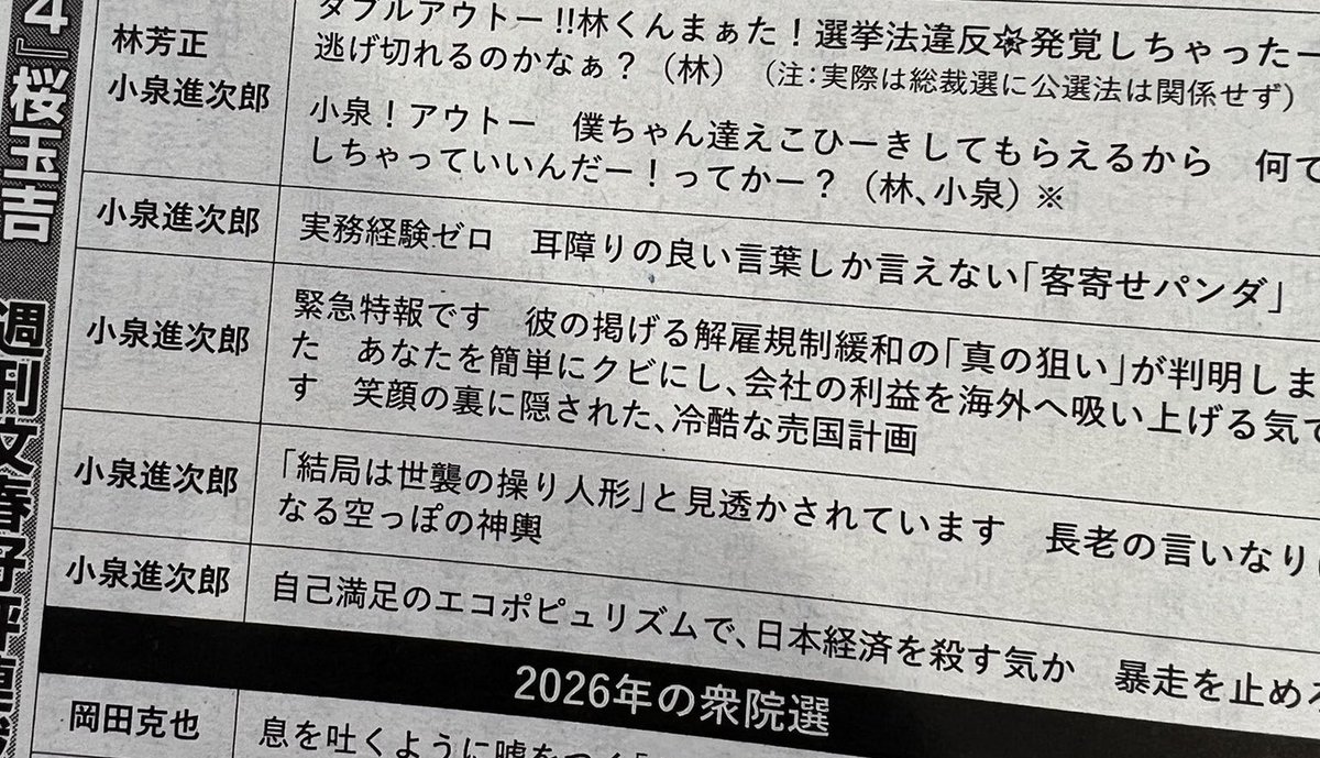「空っぽの神輿」と小泉進次郎を叩きつつ、大臣に任命する高市首相。狂ってんなぁ。