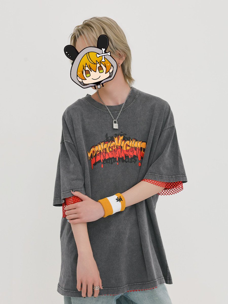 KunNeetClub's tweet photo. 【着用写真】

モデル：ペニガキ（HT168cm）

▼着用
ぺにがき組Tシャツ BIG https://t.co/lE5QYZgdae