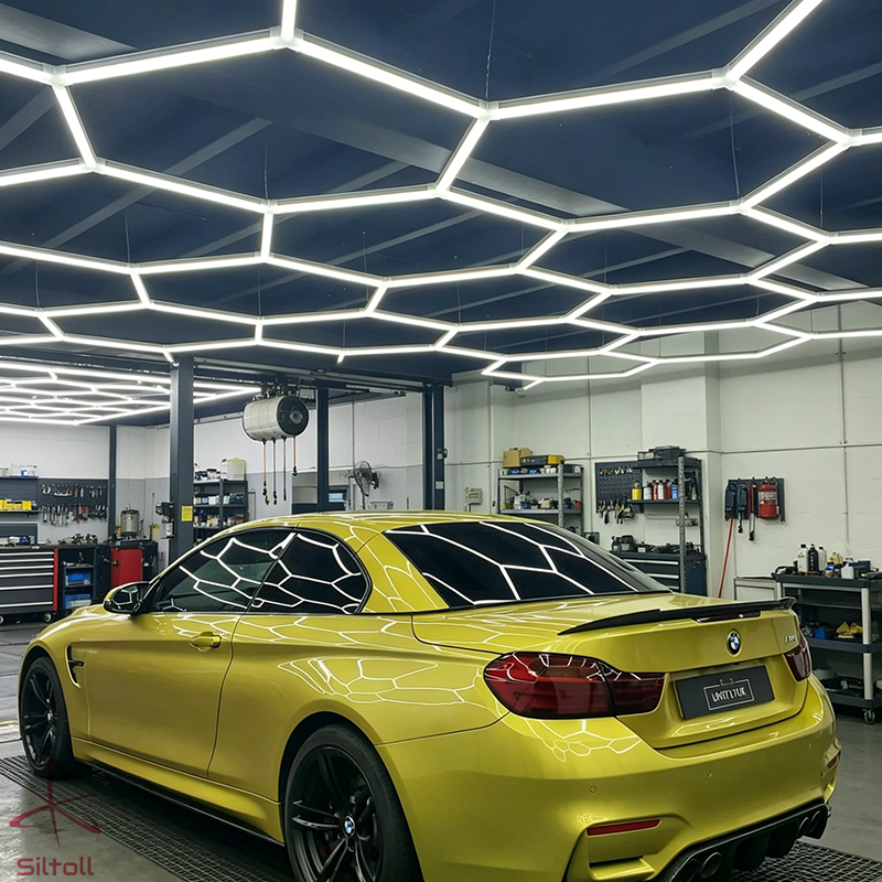Glenrothman's tweet image. For the clearest view in the auto workshop: hexagonal lights! They're anti-glare, flicker-free. See every detail, safeguard your eyes, and excel at your job.🚀siltoll.com
#carcare #lighting #LED #hexagonlights #workshop #hexglow #lightfixture #autoservice