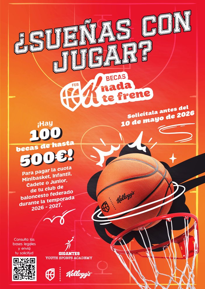 FabasketAragon's tweet photo. BECAS FEB Youth Sports Academy, en colaboración con Kellogg’s y @BaloncestoESP ponen en marcha el programa Becas FEB K nada te frene,  una iniciativa social destinada a facilitar el acceso al baloncesto federado a niños, niñas y jóvenes https://t.co/wUu5SkMV7o https://t.co/U72n6yaQWi