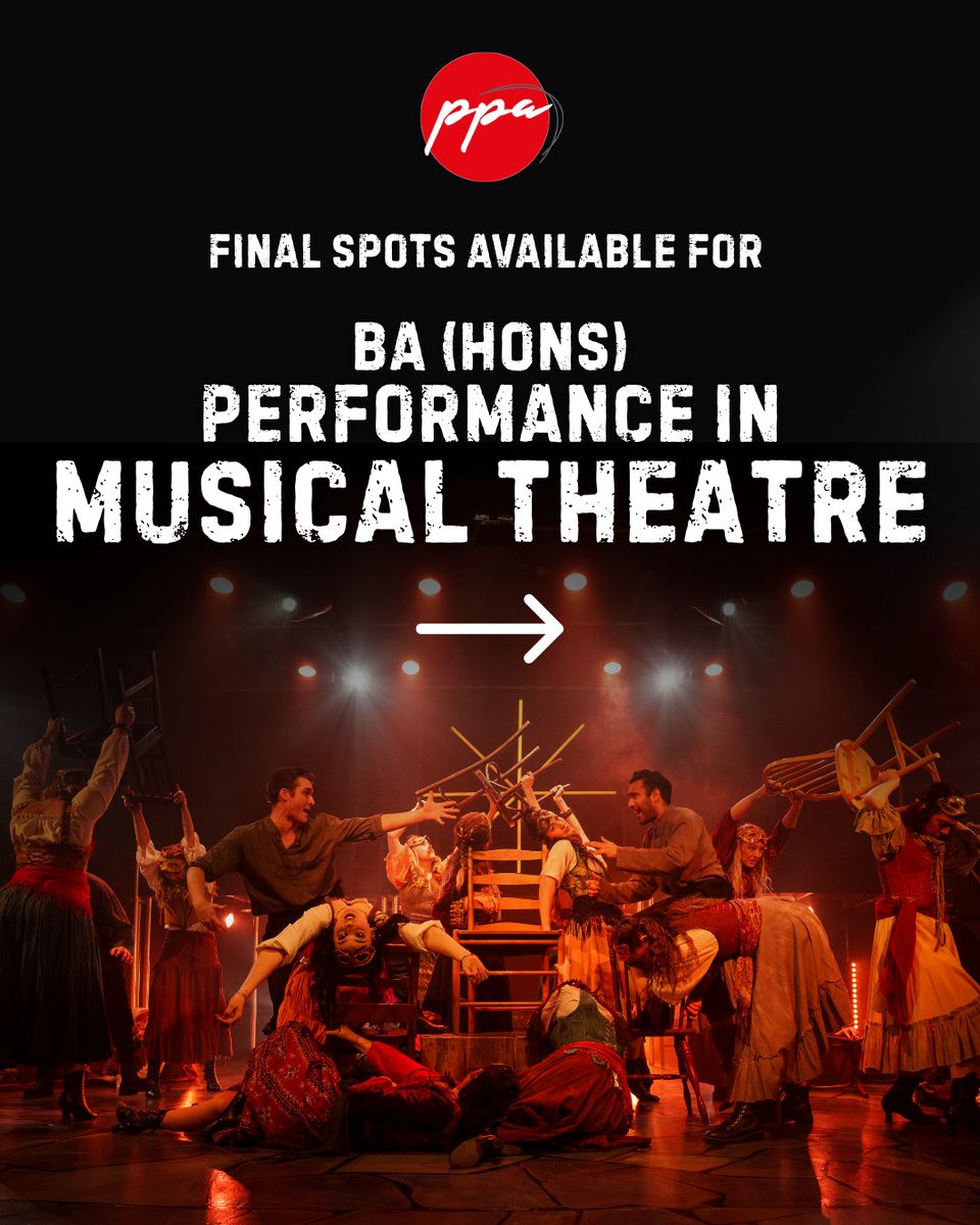 PPAcademyUK's tweet photo. ✨Secure your place on our BA (Hons) Performance in Musical Theatre course—spaces are filling fast! Our next audition is on Wednesday 13th May 2026. Visit https://t.co/Cx8wYyry8E to book your slot with PPA. 

#PPAPlaceToBe #MusicalTheatre #Audition #Guildford https://t.co/Hn7f5dw9fA