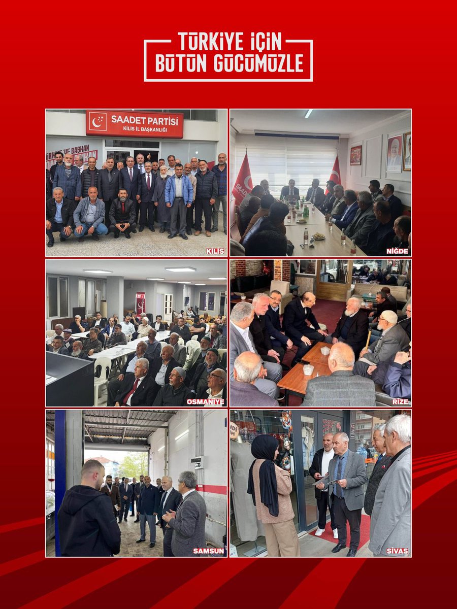 2025’de olduğu gibi 2026’da da 81 ilimiz ve 973 ilçemizin tamamında gerçekleştireceğimiz "Saadet Sahada" çalışmalarımız kapsamında, ilk etapta 110 ilçemize ziyaretler gerçekleştirildi.

Vatandaşlarımızla, esnaflarımızla bir araya gelinerek; bölgelerin sorunlarını yerinde tespit