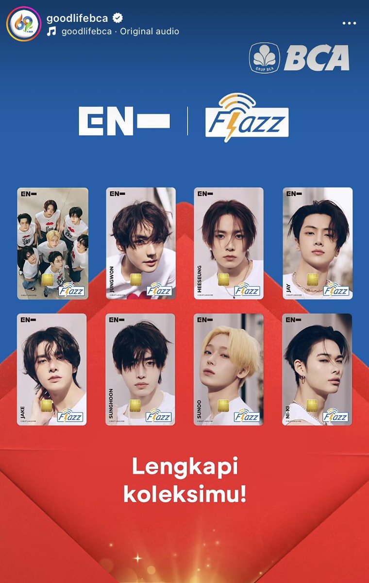 GUYS ada info terbaru untuk enhypen x bca. bakal ada batch 2, jadi yang belum sempet beli bisa banget nih buat beli❤️‍🔥

🗓️  8 mei - 31 juli 2026 
🛒 mybca > lifestyle > blibli atau di shopee
🧺 s.shopee.co.id/10zXInw0ki 

#JAKE #ENHYPEN