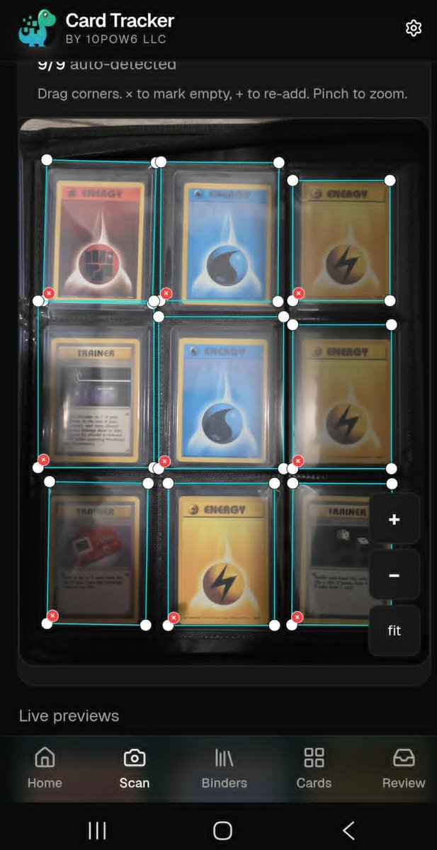 10pow6's tweet photo. Small open-source side quest. I couldn't find a self hosted tracker to scan trading cards in a binder and parse them out... so I made one =p.   WIP, probably buggy... but solves a problem for me.

https://t.co/SyosCUDnsK https://t.co/J8oZ4Vn3H3
