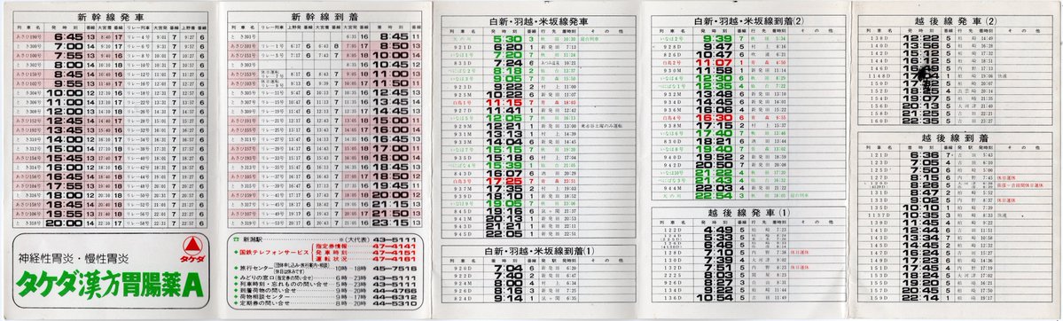 昭和57(1982)年11月15日。上越新幹線開業時の新潟駅時刻表‥‥ですが