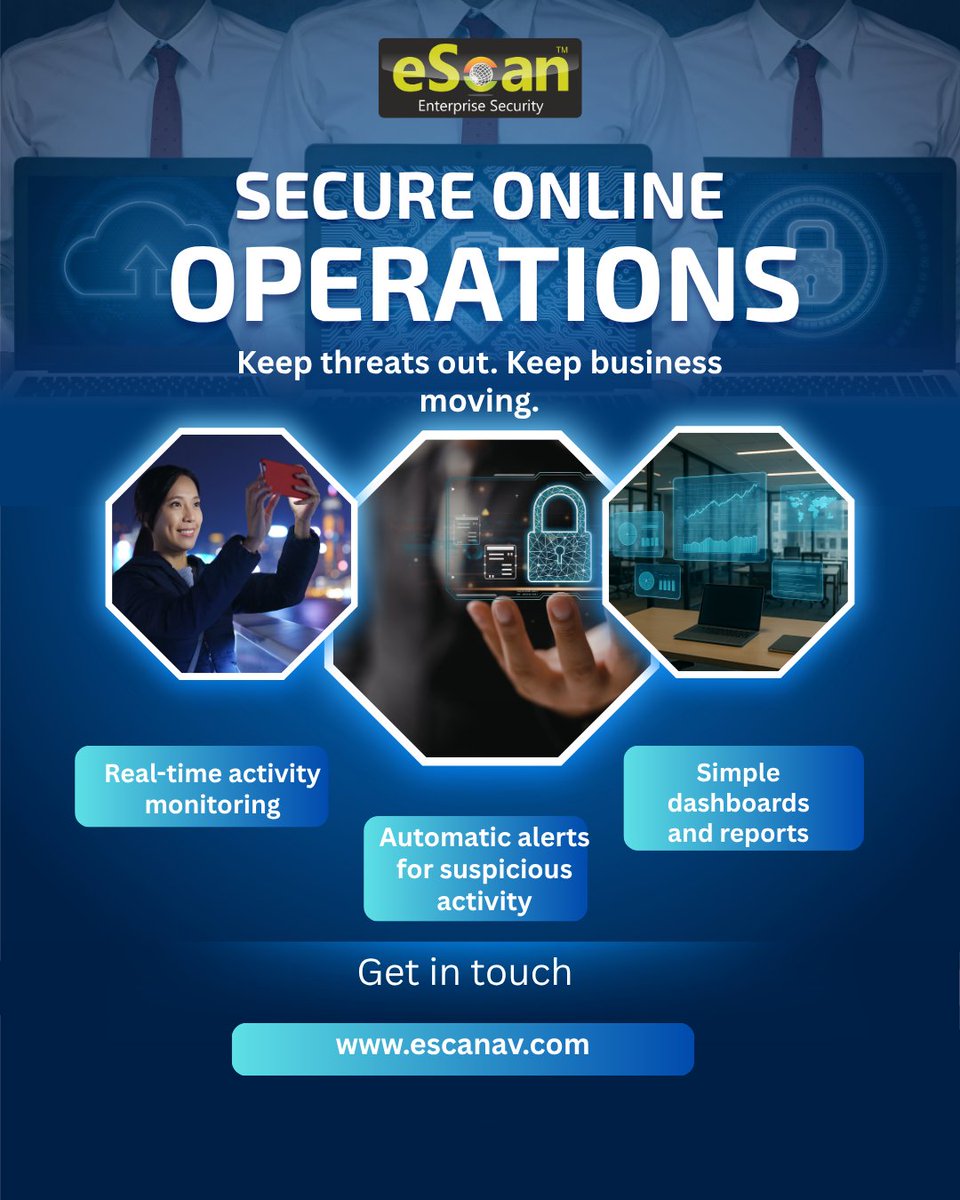escan_tweet's tweet photo. Keep Threats Out. Keep Business Moving. ๐
Cyber threats don't take days off โ and neither does eScan.
๐ Get in touch: https://t.co/YIgmLtBnH1
#eScan #CyberSecurity #ThreatProtection #BusinessSecurity #InfoSec https://t.co/bi6SnQly6I