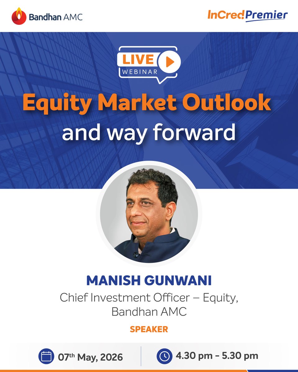 InCredPremier's tweet photo. Markets don’t wait and neither should your decisions.

Join our upcoming live session on Equity Market Outlook and Way Forward to gain actionable insights on navigating the next phase of the market.

📷 7th May | 📷 4:30 PM

Register Now - https://t.co/i07TEuK5jY

#Investing https://t.co/7UEK9dLrUD