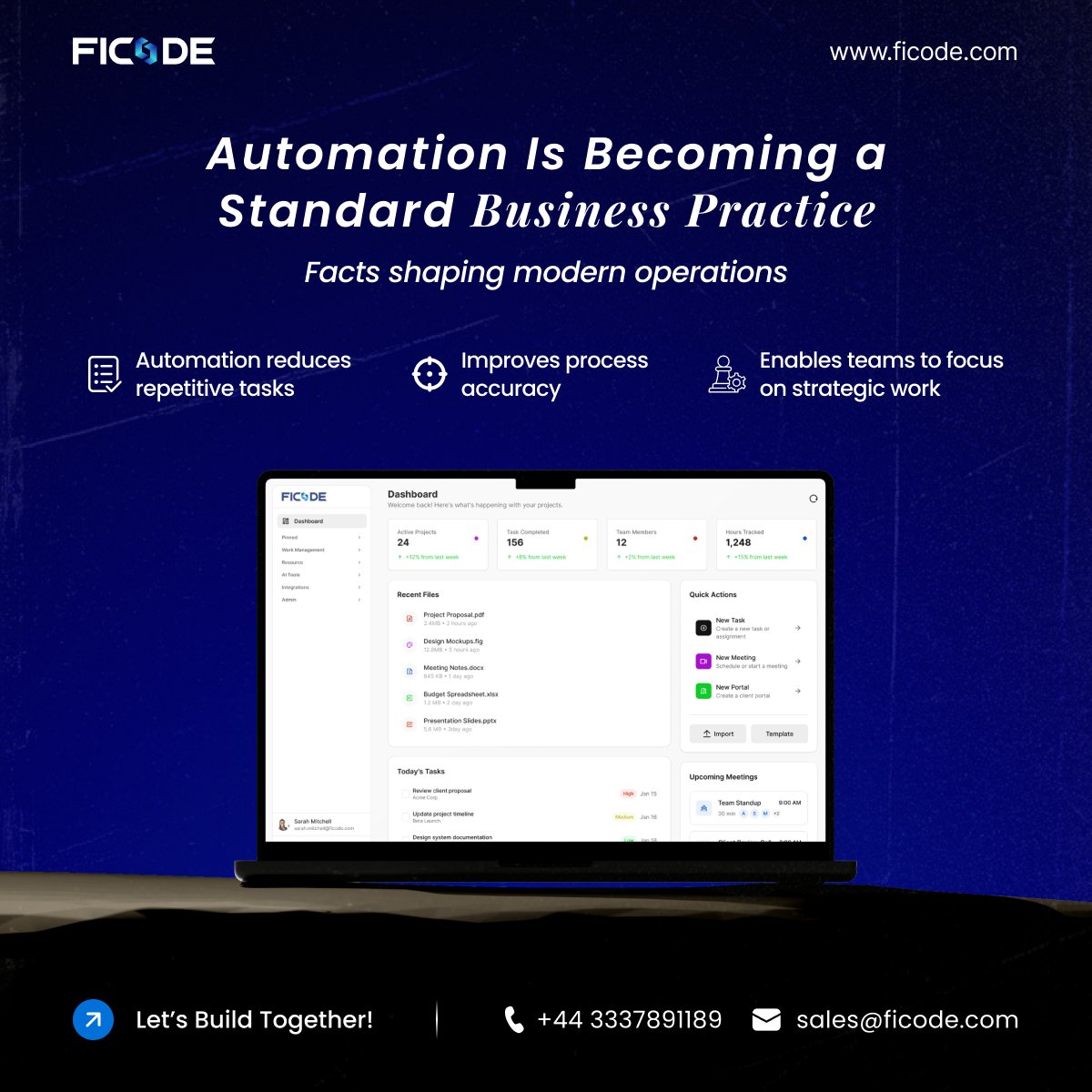 ficodetech's tweet photo. Automation is no longer limited to large enterprises. Studies indicate that organisations using automation experience better process consistency and improved efficiency across daily operations. https://t.co/KqLJmF771I