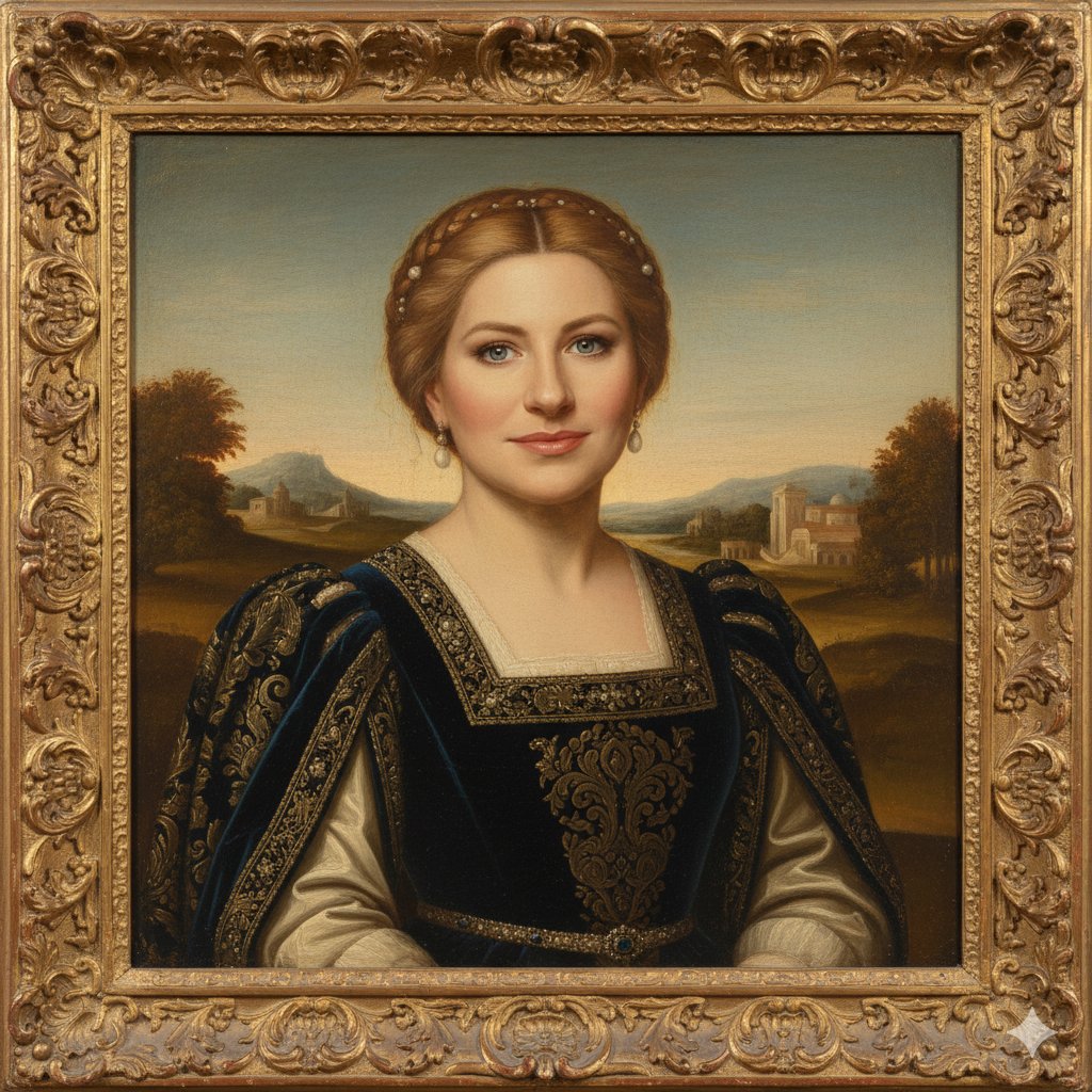 RCGdimensions's tweet photo. @KellyKrapfEsq Hello Miss Kelly.Don't know if you're going to see this,but if you do-Happy almost Birthday!I used Google's A.I. nano banana to covert your profile pic into these...I especially like the Renaissance oil painting it rendered!Hope you find another bucket list job! https://t.co/BalWrjzUmp