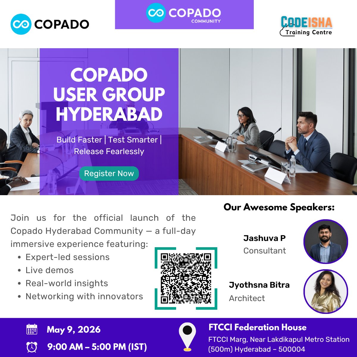 shivayadav2322's tweet photo. Copado User Group – Hyderabad Launch

Build Faster | Test Smarter | Release Fearlessly

📅 May 9 | ⏰ 9 AM
📍 FTCCI Federation House

🎟️ Register Now

#Copado #Hyderabad #DevOps #Salesforce #CodeIsha https://t.co/bNbknEmsYR
