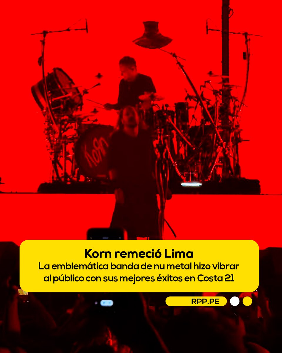 RPPNoticias's tweet photo. 🎶🔥 Korn sacudió Lima
La icónica banda de nu metal liderada por Jonathan Davis enloqueció a los miles de fans que se se dieron cita en el Costa 21.

Con himnos como Falling Away From Me, Blind y Freak on a Leash, el público peruano hizo vibrar el recinto dejando en evidencia que la banda estadounidense y el nu metal siguen más vigentes que nunca.

📸: Pedro Acuña / RPP

📲 Más información en https://t.co/2fG5AOY3HH
