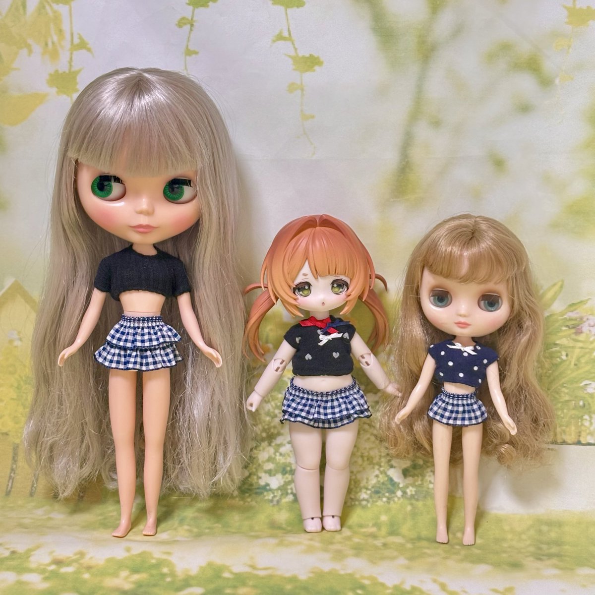 ●す　ドール用服　ミディブライスサイズ ネオブライス・ボニバニ6・ミディブライスのサイズ比較 ウエストから