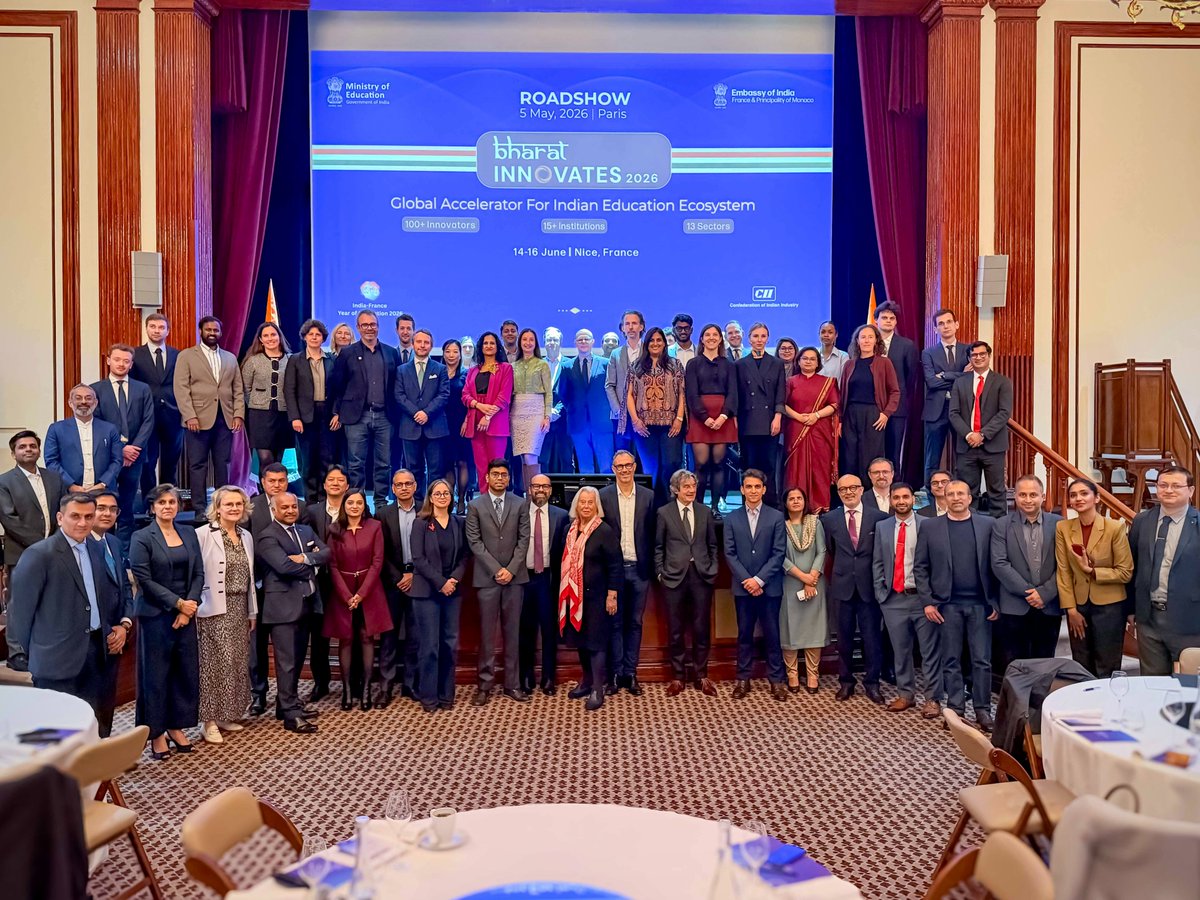 The Ministry of Education organised a Bharat Innovates 2026 Pre-Event Roadshow in Paris, bringing together global investors, corporates, universities, and research institutions to strengthen international innovation partnerships.

The roadshow showcased India’s rapidly growing