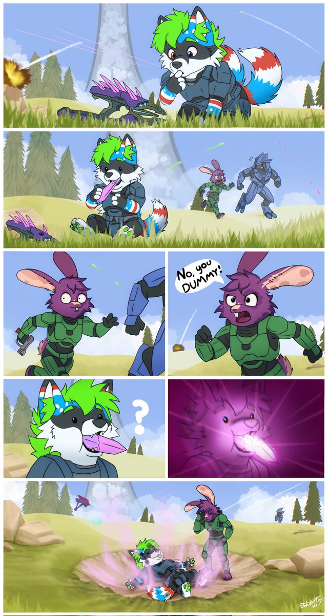 BlakeTheFox's tweet photo. Super awesome commission comic done for @KINGSPESHUL!!!! 
He told me those blamite crystals taste like spicy grape. https://t.co/0nVxCNfcOP