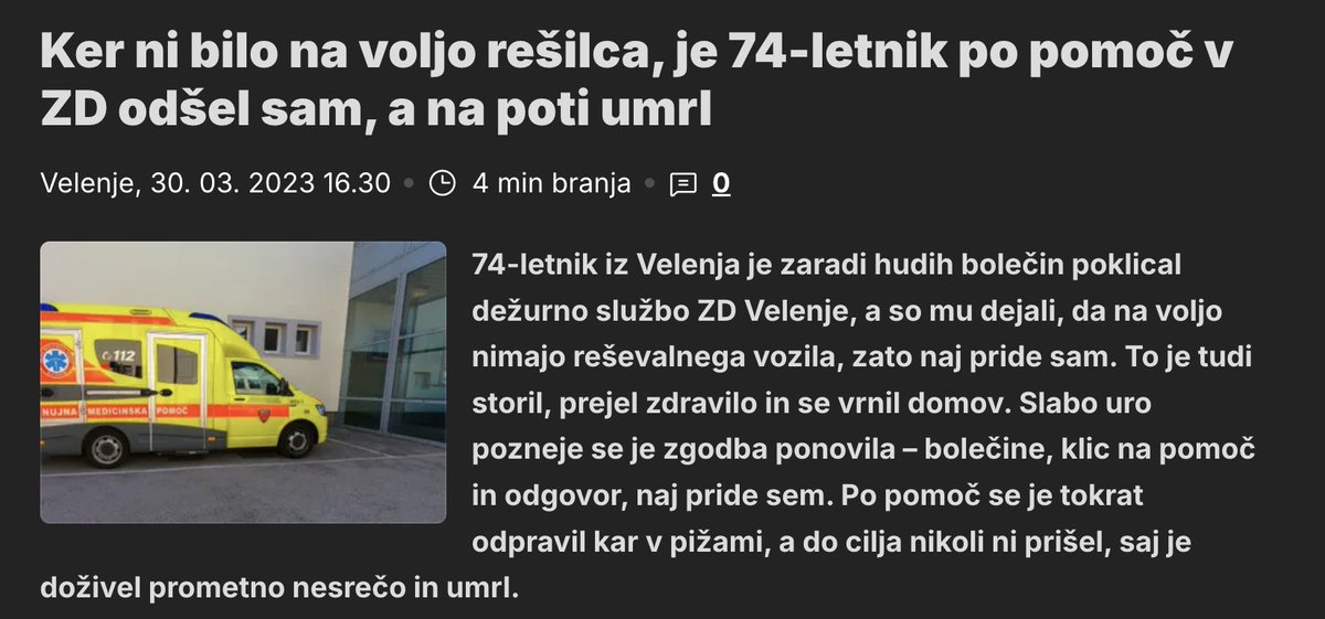 Že vidim, da bo tko kot z unim posnetkom klica na pomoč, ko so gospodu rekli, da se mora sam peljati do bolnice in je na žalost na poti tja umrl. Ker ni bilo jasno, kaj točno je bilo rečeno, so takrat dejali, da bodo poiskali posnetek in raziskali. Na ta posnetek in izsledke