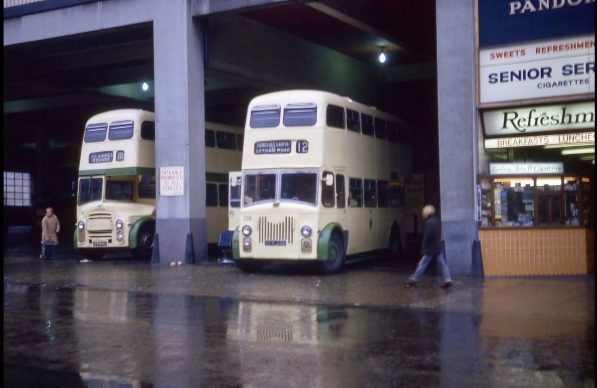 The rather dark, smelly (diesel fumes) and somewhat dangerous Talbot Road Bus Station in #Blackpool #Lancashire, pictured in 1970; remember it well as a lad [pic. A. Dixon]. <a href="/BPL_North/">Blackpool North</a>